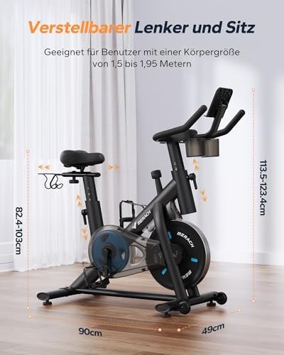 MERACH Heimtrainer Fahrrad mit Magnetischem Widerstand, Leises Bremsbelag/Hometrainer Fahrrad mit Verbessertem LCD-Monitor, Indoor Cycling Bike mit Hantelrack, Tablet-Halter, Eigener App, Bis 136KG Amazon.de: Sport & Freizeit – Bild 15