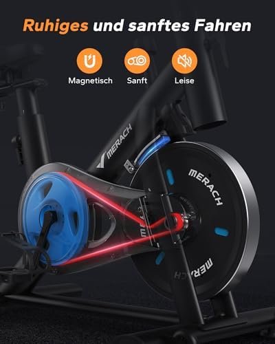 MERACH Heimtrainer Fahrrad mit Magnetischem Widerstand, Leises Bremsbelag/Hometrainer Fahrrad mit Verbessertem LCD-Monitor, Indoor Cycling Bike mit Hantelrack, Tablet-Halter, Eigener App, Bis 136KG Amazon.de: Sport & Freizeit – Bild 11