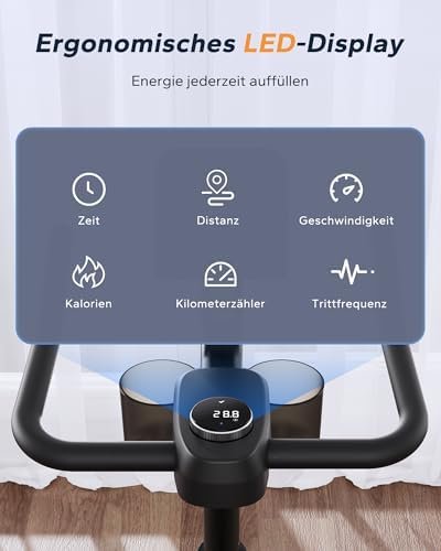 MERACH Heimtrainer Fahrrad mit Magnetischem Widerstand, Leises Bremsbelag/Hometrainer Fahrrad mit Verbessertem LCD-Monitor, Indoor Cycling Bike mit Hantelrack, Tablet-Halter, Eigener App, Bis 136KG Amazon.de: Sport & Freizeit – Bild 5