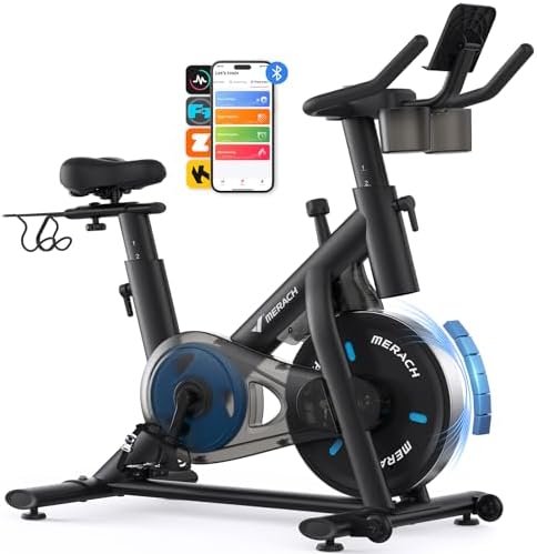 MERACH Heimtrainer Fahrrad mit Magnetischem Widerstand, Leises Bremsbelag/Hometrainer Fahrrad mit Verbessertem LCD-Monitor, Indoor Cycling Bike mit Hantelrack, Tablet-Halter, Eigener App, Bis 136KG Amazon.de: Sport & Freizeit – Bild 9
